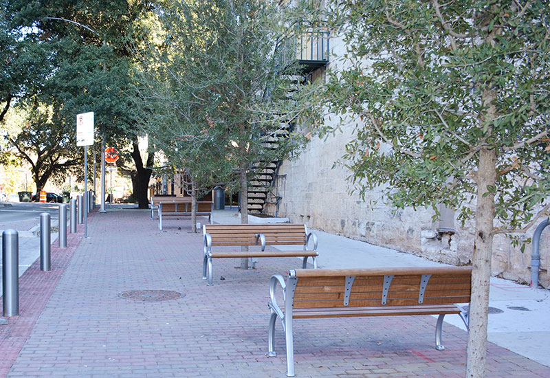 benches on sidewalk